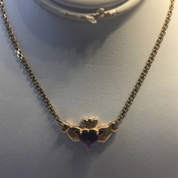 Jewelry - 14K yellow gold stamped amethyst pendant